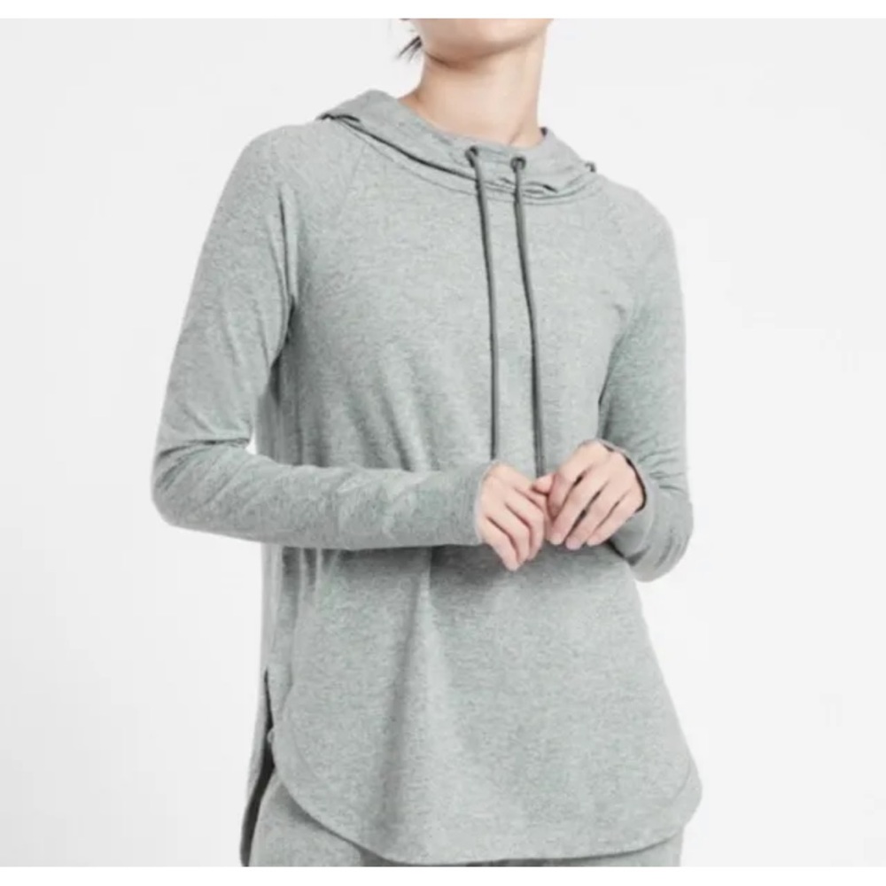 Athleta Uptempo Pullover Hoodie Sweatshirt Top Athlesiure Gray Women’s Small